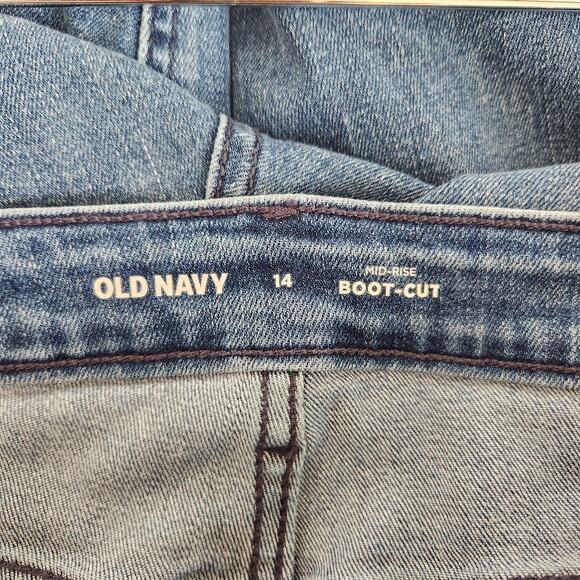 Old Navy Mid Rise Bootcut Jeans Medium Wash Denim Stretchy Fit Size 14 - Picture 4 of 9